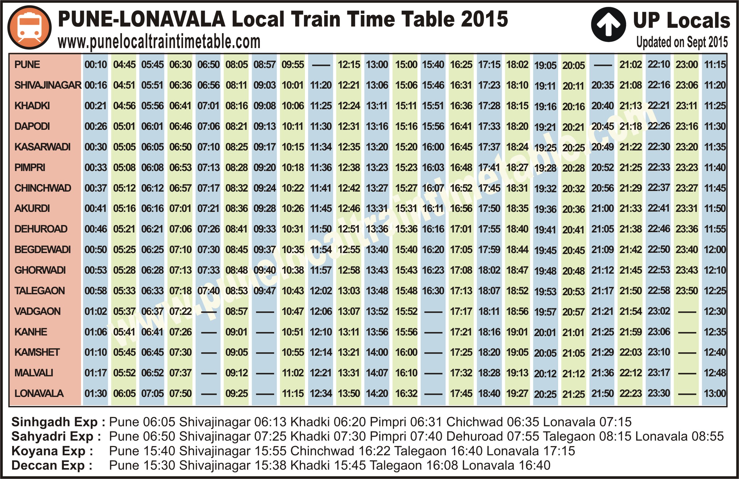 Pune Local time table download 2023